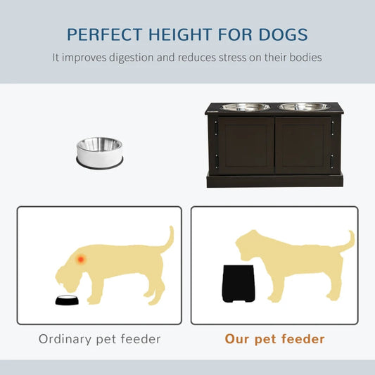Elevated Dog Feeding Station | Raised Stainless Steel Bowls with Storage | Ergonomic Relief for Senior Dogs
