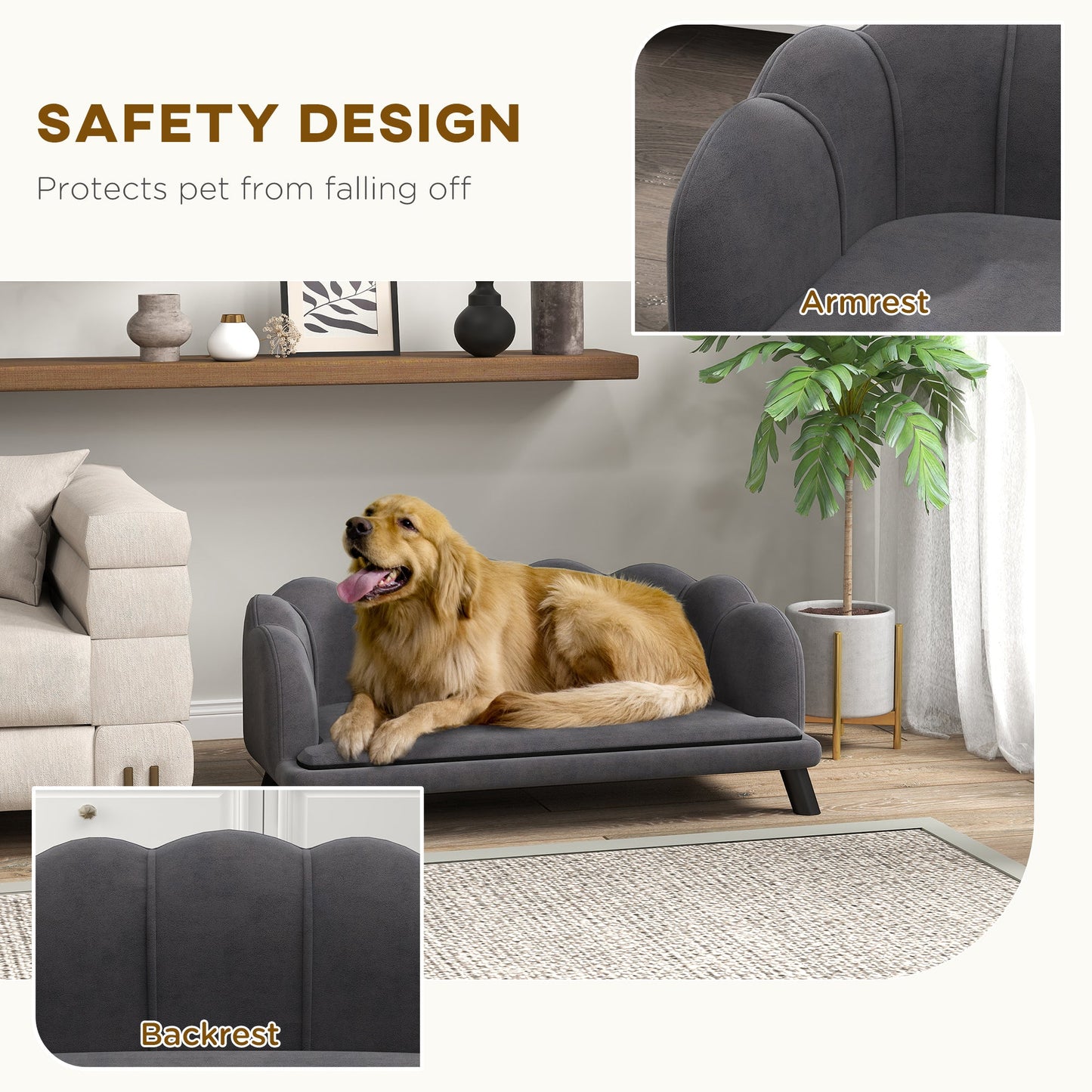 Luxury Pearl Design Dog Sofa Bed | Orthopedic Support for Senior & Large Dogs | Premium Velvet Pet Couch