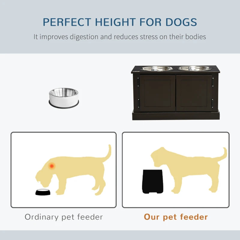 Elevated Dog Feeding Station | Raised Stainless Steel Bowls with Storage | Ergonomic Relief for Senior Dogs