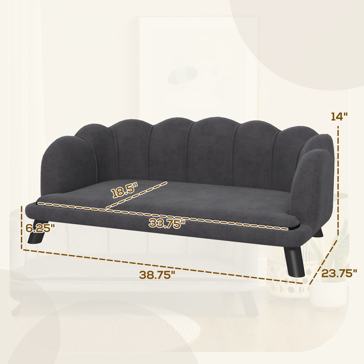 Luxury Pearl Design Dog Sofa Bed | Orthopedic Support for Senior & Large Dogs | Premium Velvet Pet Couch