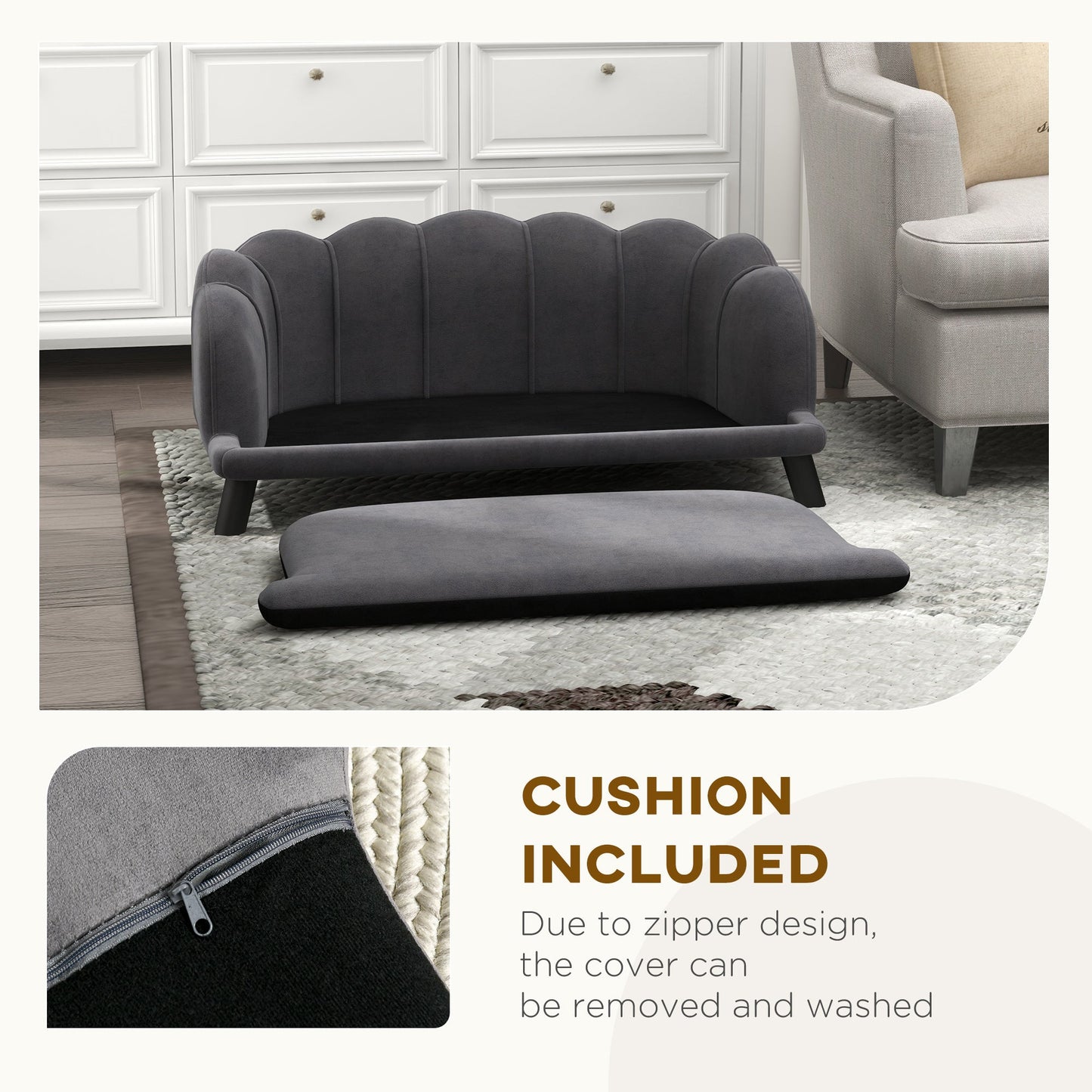 Luxury Pearl Design Dog Sofa Bed | Orthopedic Support for Senior & Large Dogs | Premium Velvet Pet Couch