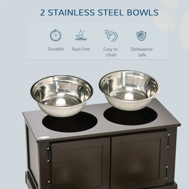 Elevated Dog Feeding Station | Raised Stainless Steel Bowls with Storage | Ergonomic Relief for Senior Dogs
