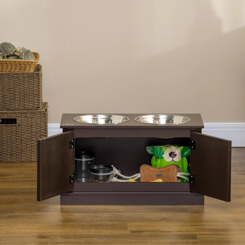 Elevated Dog Feeding Station | Raised Stainless Steel Bowls with Storage | Ergonomic Relief for Senior Dogs