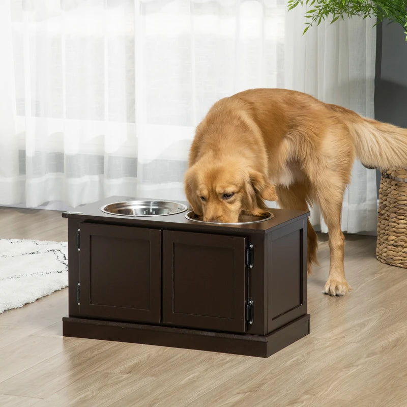 Elevated Dog Feeding Station | Raised Stainless Steel Bowls with Storage | Ergonomic Relief for Senior Dogs