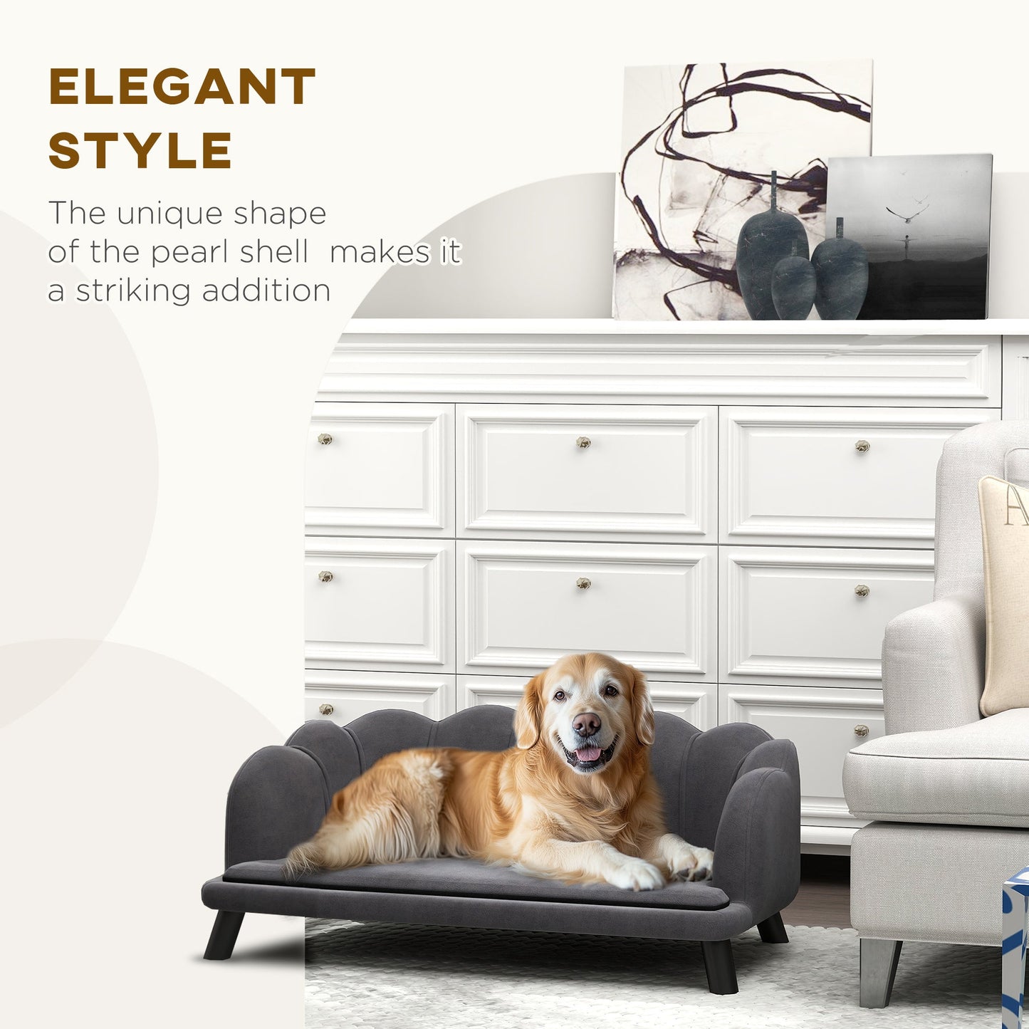 Luxury Pearl Design Dog Sofa Bed | Orthopedic Support for Senior & Large Dogs | Premium Velvet Pet Couch