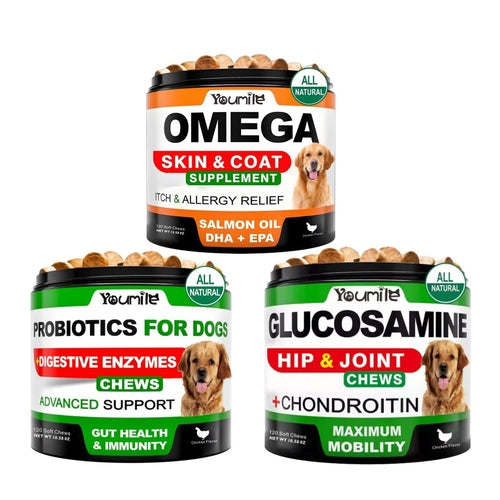 Maximum Strength Hip & Joint Chews for Dogs | Glucosamine + Chondroitin | 120 All-Natural Soft Chews